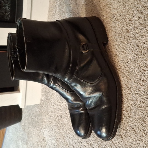 Wright Black Arch Preserver Breather Buckle Leather Men Boots Size 9.5 Side Zip - Picture 1 of 8